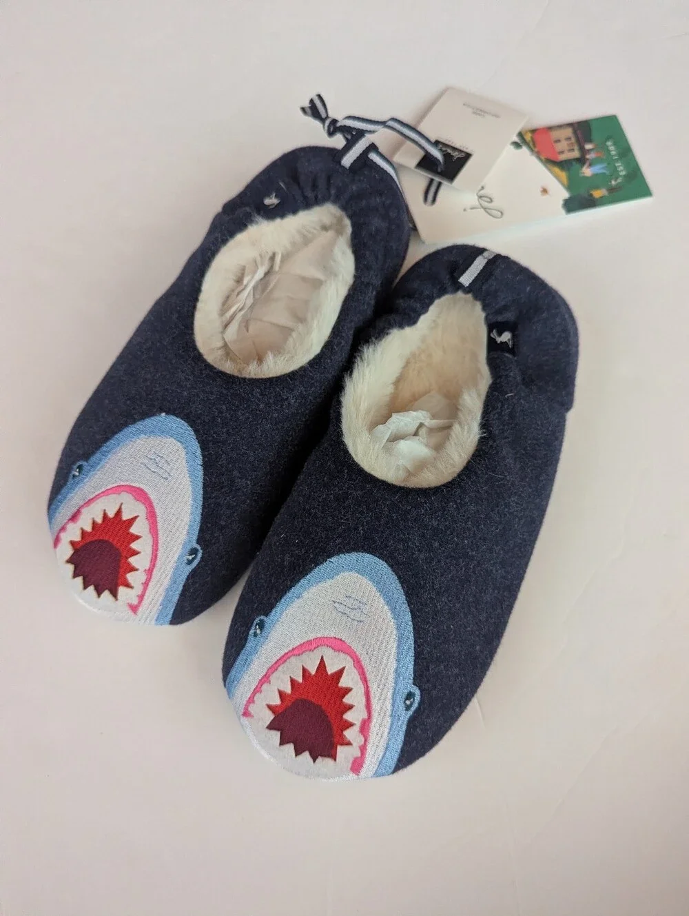 Joules Navy Shark Slipper Boys 2-3